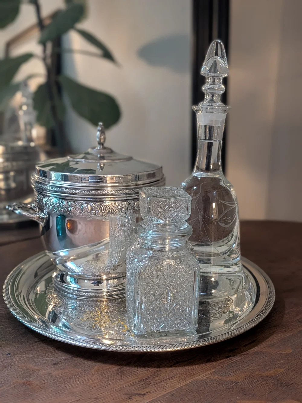 Vintage Silver Plate Insulated Ice Bucket | Ornate Fruit & Vine Relief with Lid